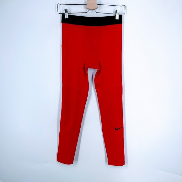 Nike Other - Nike Pro Dri-FIT Kids Red Compression Leggings Tight Fit Large Pockets 445591